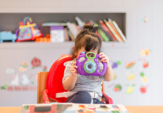 child playing with toys